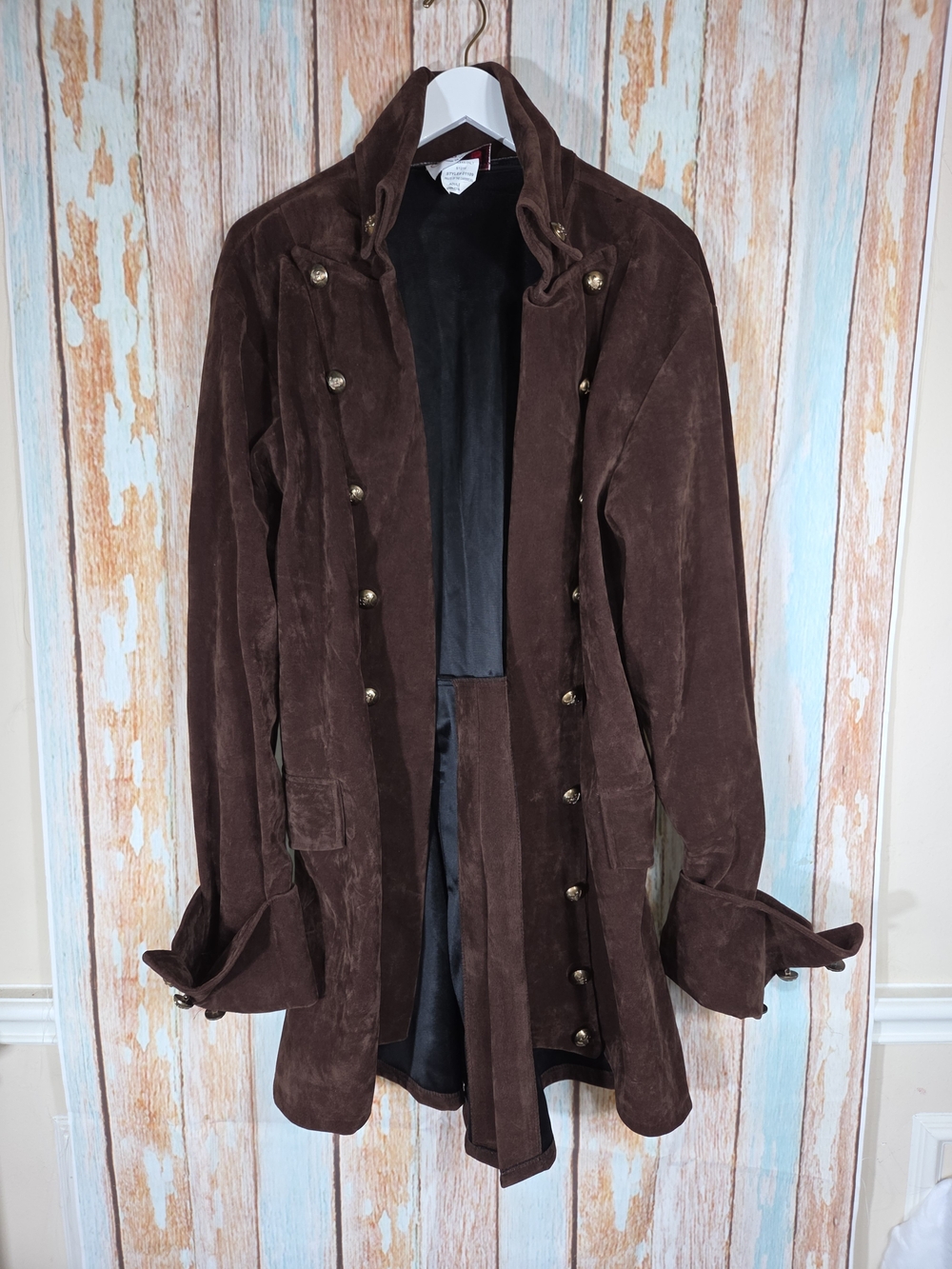 Charades Pirate Renaissance Faire Halloween Brown Frock Coat Wide Cuffs 3x